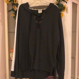 NWOT VS Pink Lace Up Hoodie Size M